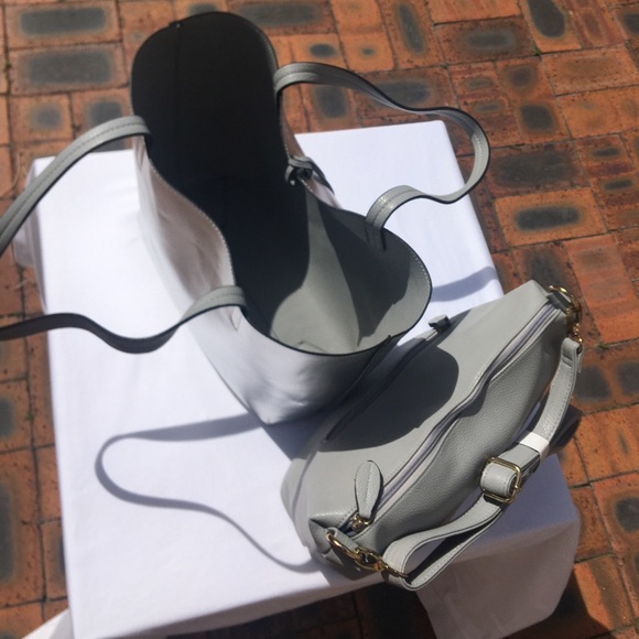 NWT Marcs Metallic Silver/Grey Reversible Shopper Tote Bag/Shoulder Bag - Picture 5 of 15